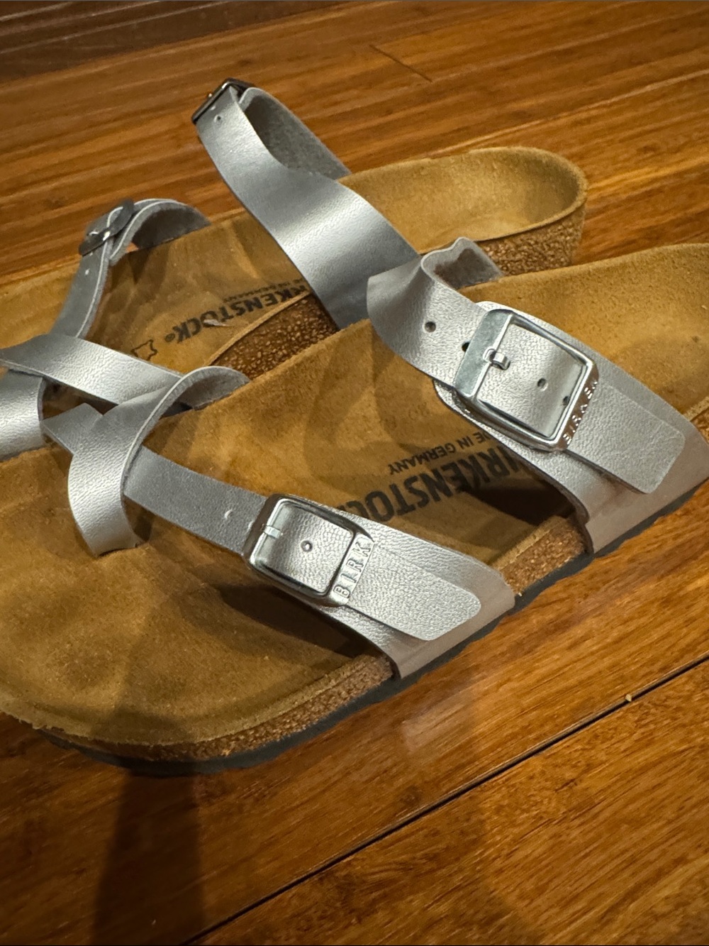 Birkenstock Silver Crisscross Two-Strap Sandals - Picture 3 of 5